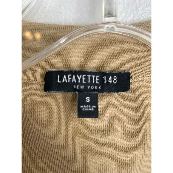 Lafayette 148 New York Tan Knit Sleeveless Blouse Half Zip Women's Sz Small - Picture 5 of 10